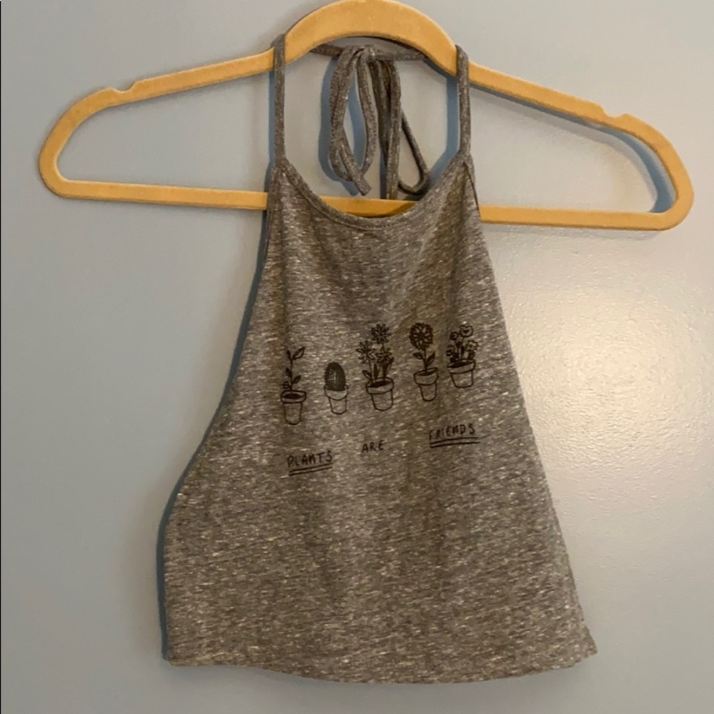 Pacsun grey halter crop top. Plants are friends. S